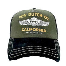 (Green Von Dutch Co. CREW Distressed Trucker Hat) Von Dutch Trucker Hats / All Styles