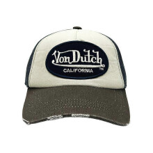 (JACKMWB Grey and Navy Distressed Strapback Hat) Von Dutch Trucker Hats / All Styles