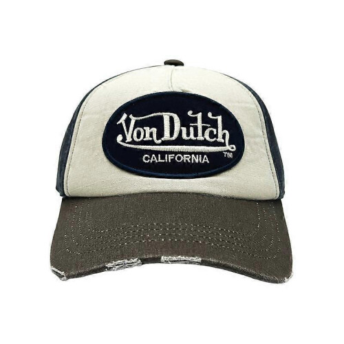 (JACKMWB Grey and Navy Distressed Strapback Hat) Von Dutch Trucker Hats / All Styles