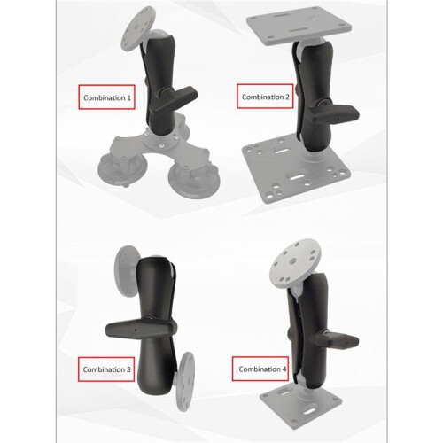 2X Braço de Soquete Duplo de Liga de Alumínio de 15 cm de Comprimento para RAM com Suporte de Bola de 1,5 Polegadas para Montagem em Base de 2
