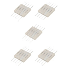25 Piezas Resistores de Cemento de Ceramica de Cable Bobinado de 5 Ohmios 10W Vatios 5%