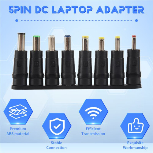 Universal 1 set = 8pcs / set 5pin Jack Plugs  for Laptop AC Power Adapter Tips Connectors for Computer Notebook 1