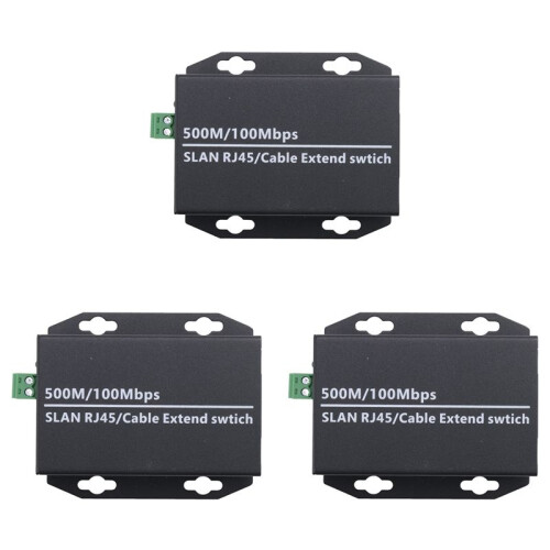3Pcs Ethernet IP Extender over Coax HD Network Kit EoC Coaxial Cable Transmission Extender for Security CCTV Cameras(A)