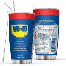 (20Oz, S-Castro) 20Oz WD40 Stainless Steel Vacuum Tumbler Double Wall Insulated STP Engine Oil Filter Print with Straw and Lid Cold Hot drink cup
