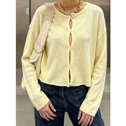 (S, Yellow) Women's Button Down Knit Cardigan Solid Color Long Sleeve Sweater Jacket 2