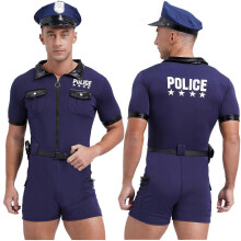 (M) Mens Cop Officer Outfits Policeman Fancy Dress Costume Cosplay Halloween Police