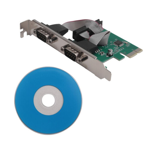 6X PCI-E PCI Express Dual Serial DB9 RS232 2  Controller Adapter Card Green 2