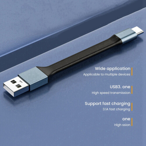 2X  3A USB Type-C Fast Charging Data Cable Portable Keychain QC 3.0 USB Type C Short Cable for Type C USB Devices,A 2