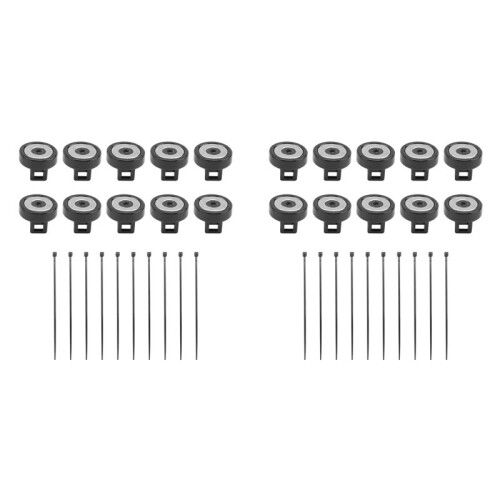20 Supports de Câbles Magnétiques en Nylon avec Base de Fixation Stable et Fermeture Éclair, Noir