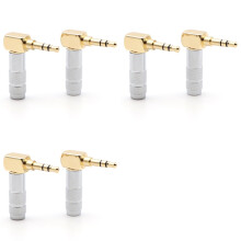 3pcs 3.5mm L Shape Jack Gold Plated 90 Degree Angle Audio Connector Audio Plug Silver
