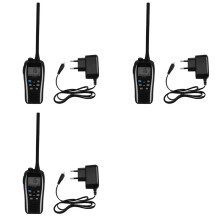 3X IC-M25 Walkie Talkie, Maritime Waterproof VHF Floating Handheld, LCD Display, and Waterproof EU Plug