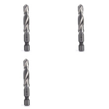 3pcs M8X1.25mm High-Speed Steel 4341 Titanium Plated Composite Tap Drill and Tap Integrated Machine Tap Open