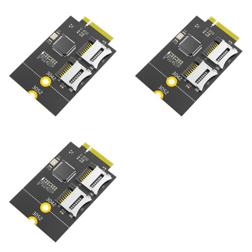 3X Dubbelt Micro--Kort, TF-Kort Till NGFF M.2 Key B Reader Adapter Converter (Stöder USB-Buss, Inte -Buss)