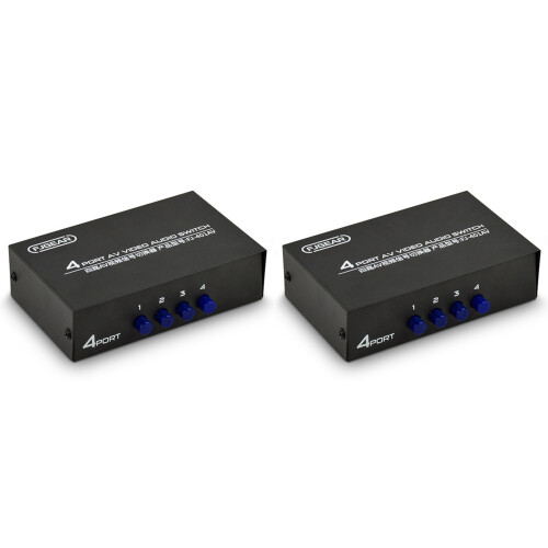 2X FJGEAR AV Switcher 4 Into 1 Out Av RCA  Interface Audio and Video Switcher Multi-Function 4-Way AV Switcher