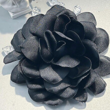(black) New Korean Multi Layered Camellia Brooch Handmade 10cm Fabric Flower Pin Brooch Fashion Women Sweater Coat Pin