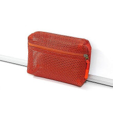 (Orange-S) Casual Nylon Storage Pouch Hand-held Mesh Mesh Pouch Multipurpose With Zipper Cosmetic Bag Women