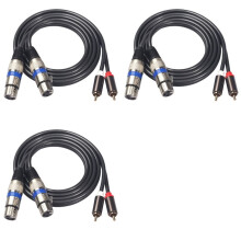 3X Hifi-Audiokabel 2 Rca Mannelijk Naar XLR 3-Pins Vrouwelijk Mengpaneelversterker Dubbele Rca Naar Dubbele XLR Afgeschermde Kabel