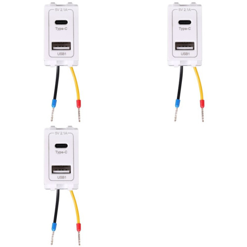 3X New USB Type-C Dual Port Power Module 220V Socket 5V 2.1A Phone Charging Module Transformer Charging Power Adapter