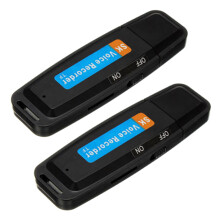 2X U-Disk Digital Audio Recorder USB 3.0 Flash Drives Maximum Support 32GB Memory Card Black
