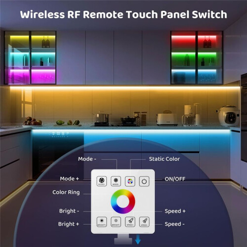 RF Touch Panel RGB LED Controller Kit, RGB LED Strip Lights Controller with RF Wireless Remote, for 5V 12V 24V 4-PIN 1