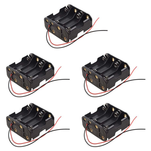 5X 8pcs Aa Cells Battery (12v) Clip Holder Box Case Black