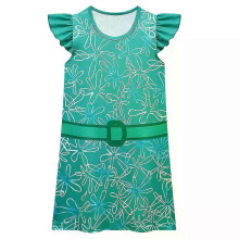 (KID110) Inside Out Baby Girls Joy Disgust Cosplay Princess Dress Kids Birthday Christmas Party Costume Summer Feifei Sleeve Sundress