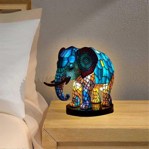 3D Stained Resin Animal Night Light Desktop Lamp with Elephant Design 2