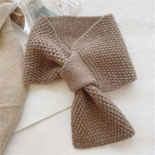 Knitted Small Scarf for Women Winter Trendy Lazy Neck Warmer Cross Korean Style Versatile Warm Solid Color Neck Protection