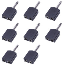 8X Zwarte 6,35 1/4 Inch Mannelijk Naar Dubbel Vrouwelijk Mono Y-Snoer PA-Audiokabeladapter