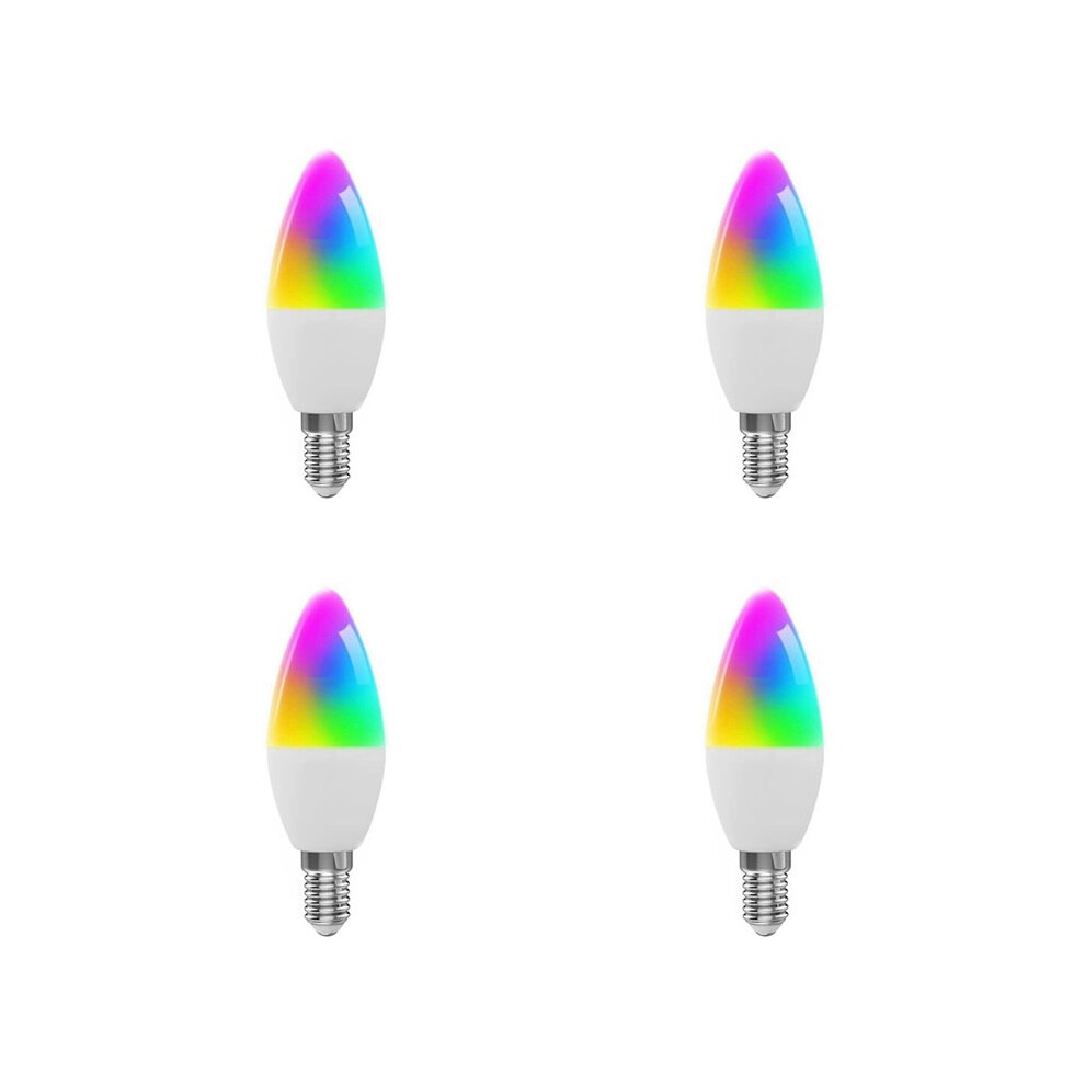 4X Tuya E14 Bulb Dimmable Five-Way Spiral Candle Bulb Wifi Rgb Bulb Remote Control And Voice Control 9W 6031717548268