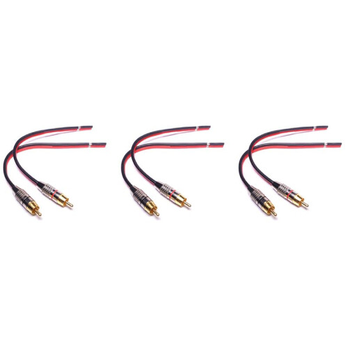 6X Speaker Cables to RCA Plugs Adapter, 2-Channel (1 Foot)