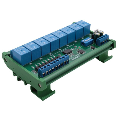 2X  24V 8 Ch RS485 Relay Board Modbus RTU UART Remote Control  DIN35 Rail Box per PLC Automation Control 2