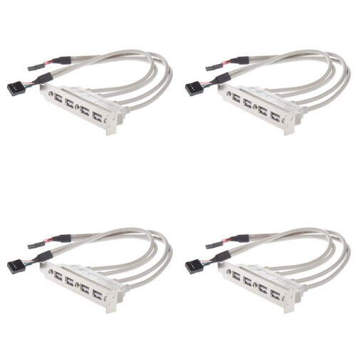 4X MainBoard 4 Port USB 2.0 to 9 Pin Header Bracket Extension Cable