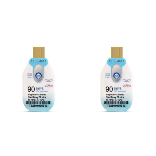 2X USB Temperature Data Logger Disposable 90 Days PDF Datalogger Waterproof 1