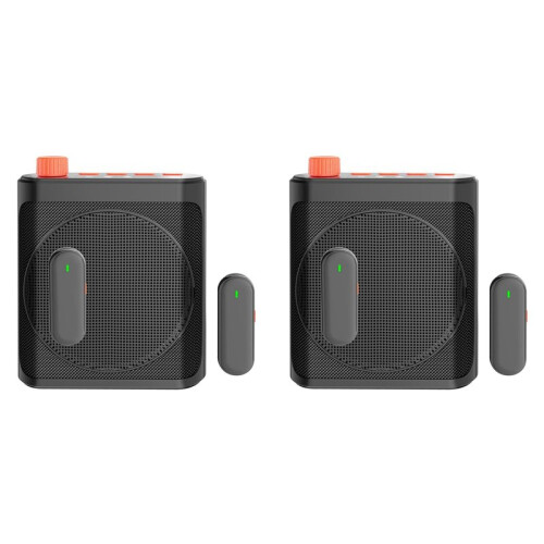 2X Draadloze Stemversterker met Lavaliermicrofoon, Draagbare -Megafoonluidspreker voor Leraar, Spreker, Trainer en