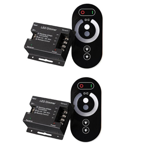 2X Portable LED Touch Dimming Controller 6 Keys RF Wireless Remote Control LED Monochrome Strip Light Dimmer 12-24V 18A