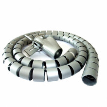 (30mm, Silver Grey) Flexible Spiral Cable Organizer with Cord Protector for Wire Management and Cable Holders
