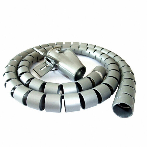 (15mm, Silver Grey) Flexible Spiral Cable Organizer with Cord Protector for Wire Management and Cable Holders