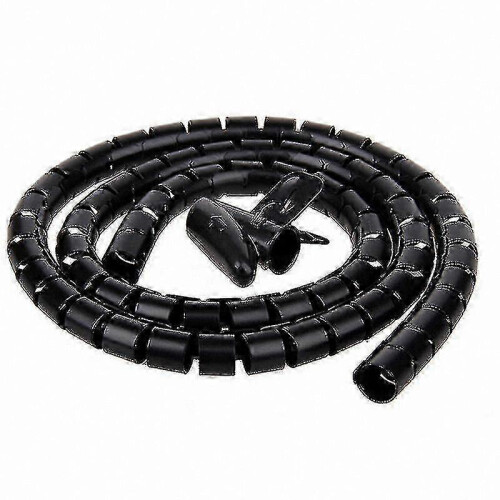 (10mm, Black) Flexible Spiral Cable Organizer with Cord Protector for Wire Management and Cable Holders 2