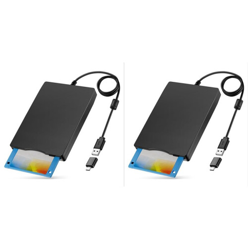 2X Floppy Disk Reader 3.5 Inch External USB Type A&C Floppy Disk Drive Floppy Disc Reader for Laptop