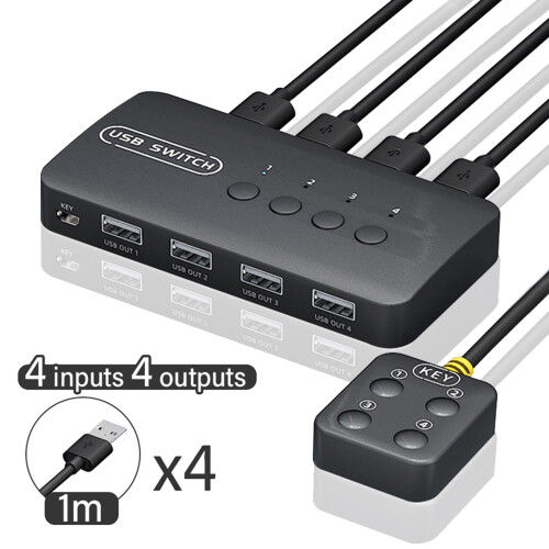 5X USB  Shared Controller Adapter 4 Inputs 4 Outputs for Laptop Computer Printer Keyboard Mouse Monitor 2