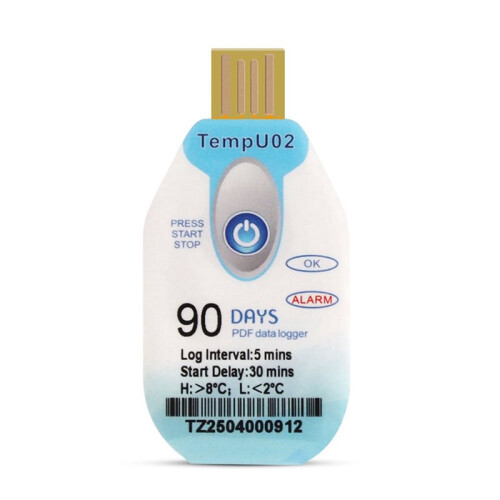 2X USB Temperature Data Logger Disposable 90 Days PDF Datalogger Waterproof 1