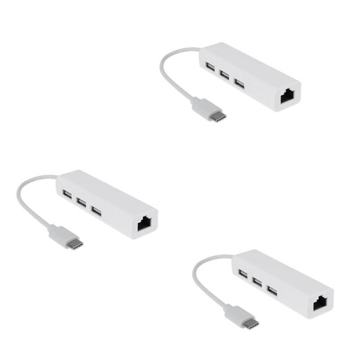 3X USB-C USB 3.1 Type C to USB RJ45 Ethernet Lan Adapter Hub Cable for  PC