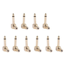 10-PACK RCA Female Jack to 1/4 Inch Mono Male Plug Right Angle Audio Adapter,Gold