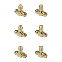 6X SMA Female to Two SMA Female Triple T RF Adapter Connector 3 Way Splitter