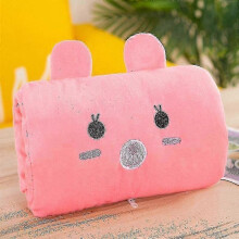 (Pink Bear) Plush Cartoon Pillow with Hand Warmer Soft Back Cushion Decorative Ornament for Comfort and Relaxation