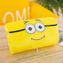 (Minions) Plush Cartoon Pillow with Hand Warmer Soft Back Cushion Decorative Ornament for Comfort and Relaxation