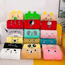 (Random Style) Plush Cartoon Pillow with Hand Warmer Soft Back Cushion Decorative Ornament for Comfort and Relaxation