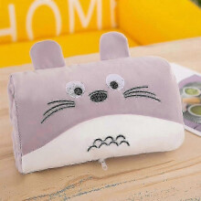 (Totoro) Plush Cartoon Pillow with Hand Warmer Soft Back Cushion Decorative Ornament for Comfort and Relaxation