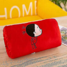 (Little Girl) Plush Cartoon Pillow with Hand Warmer Soft Back Cushion Decorative Ornament for Comfort and Relaxation